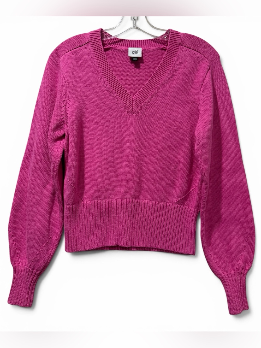 Cabi Women's‎ Small #6449 Pink Knockout Pull Over V Neck Sweater B2